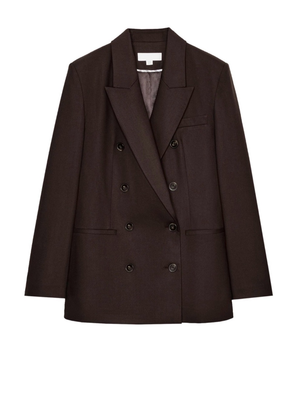 NWT Zara Women's Double Breasted Blazer Chocolate Dark Brown Large L Jacket NEW